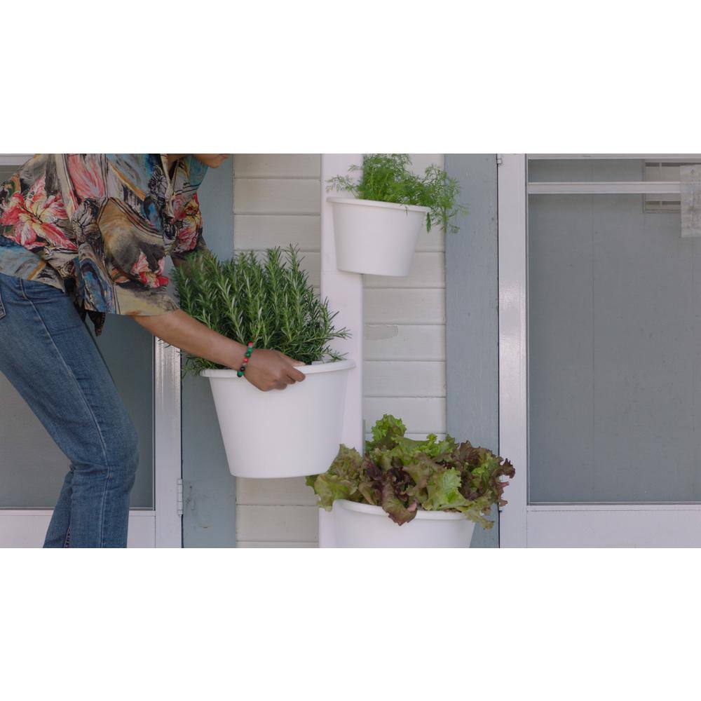 Sagano Snow White Vertical Indoor/Outdoor Planter with Drainage Holes