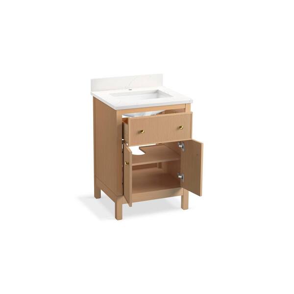 KOHLER Malin 25in. Single Sink Freestanding White Bath Vanity with White Quartz Top Assembled