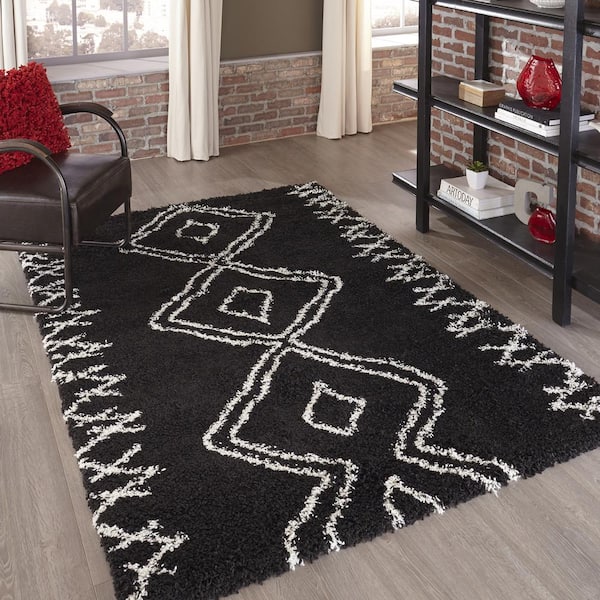 Maya Black 9 ft. x 13 ft. Indoor Area Rug MAYA0MAY-1BLK93C6 - The