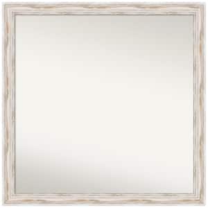 Alexandria White Wash Narrow 29 in. x 29 in. Non-Beveled Coastal Square Wood Framed Wall Mirror in White