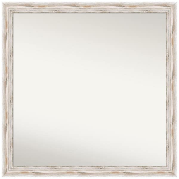 Amanti Art Alexandria White Wash Narrow 29 in. x 29 in. Non-Beveled Coastal Square Wood Framed Wall Mirror in White