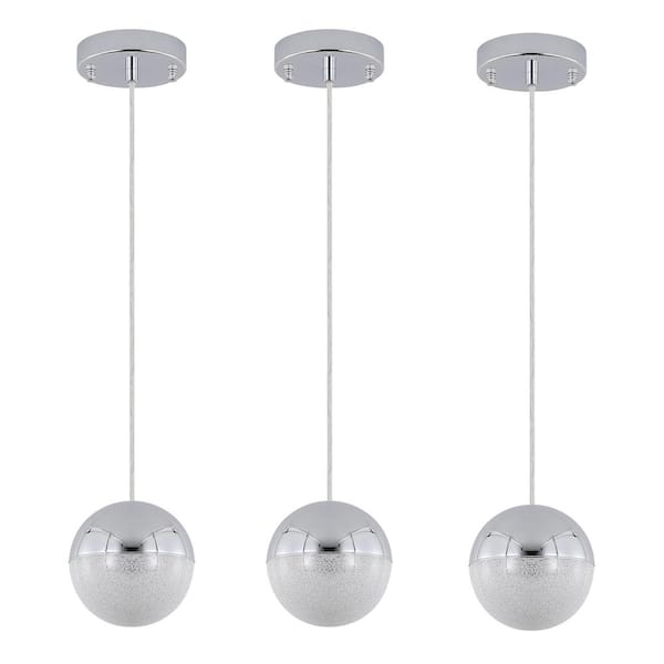 Etokfoks Modern 3 Light dimmable Integrated LED Chrome Ball Chandelier for Dining Room, Living Room, Bedroom and Kitchen