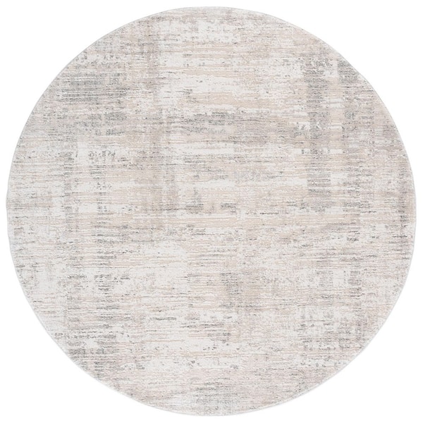 Northport 7 ft. x 7 ft. Ivory/Gray Abstract Distressed Round Area Rug