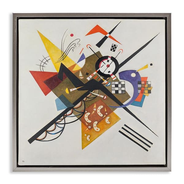 Stupell Industries Kandinsky Painting on White by one1000paintings Gray Floater Frame Abstract Graphic Art Print 25 in. x 25 in.
