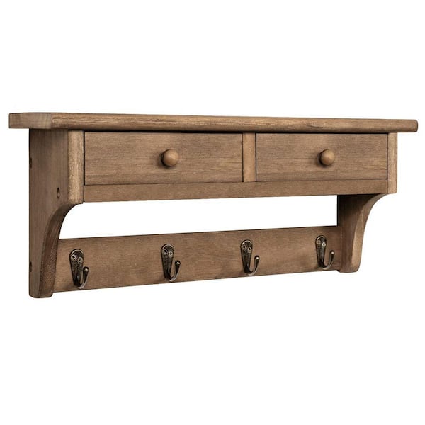Oak/White Wall Coat Rack with Hidden Hooks TG-D6-03269 - The Home