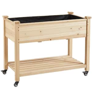 42 in. L x 23 in. W x 33 in. H Raised Garden Bed with Lockable Wheels & Liner