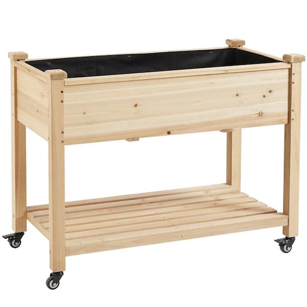 Yaheetech 42 in. L x 23 in. W x 33 in. H Raised Garden Bed with Lockable Wheels & Liner
