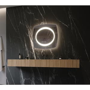 Halo 28 in. W x 28 in. H Irregular Frameless Wall Mounted Bathroom Vanity Mirror 3000K LED