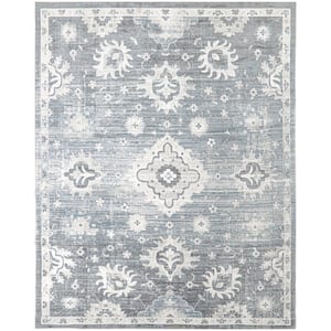 Astra Machine Washable Denim 8 ft. x 10 ft. Distressed Traditional Area Rug