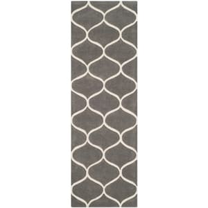 Cambridge Dark Gray/Ivory 3 ft. x 8 ft. Geometric Ovals Runner Rug