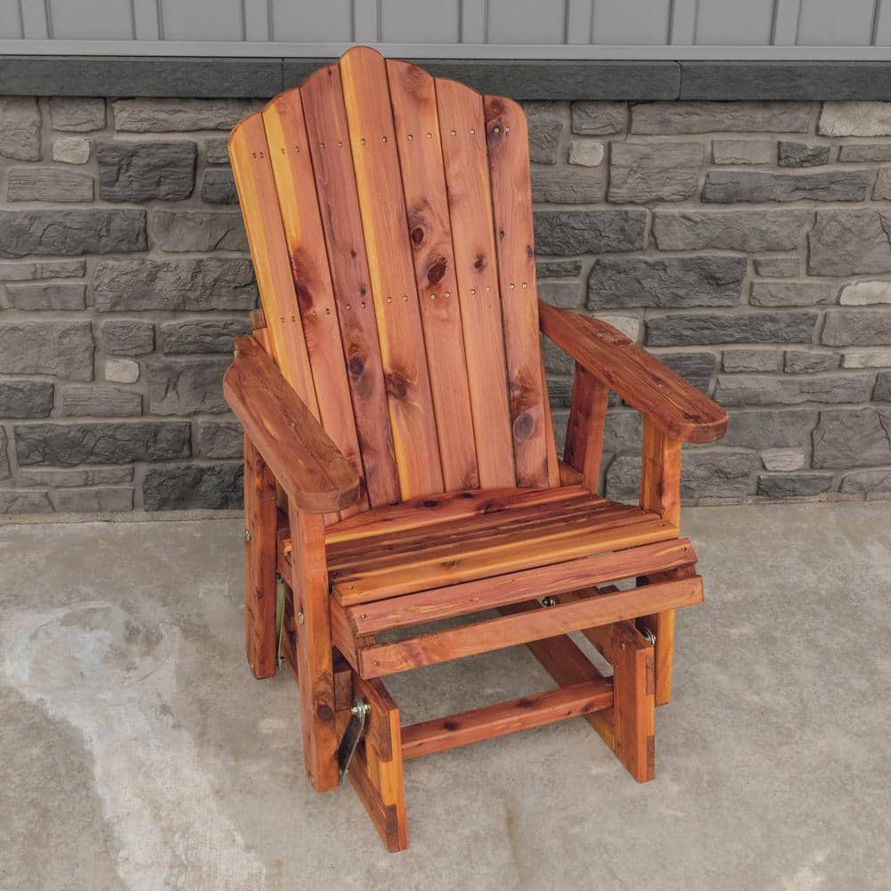 Natural Cedar Wood Adirondack Glider Chair with Arms