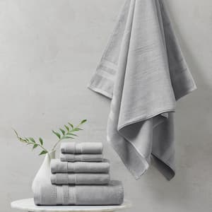 Plume 6-Piece Grey Cotton Bath Towel Set Feather Touch Antimicrobial 100%