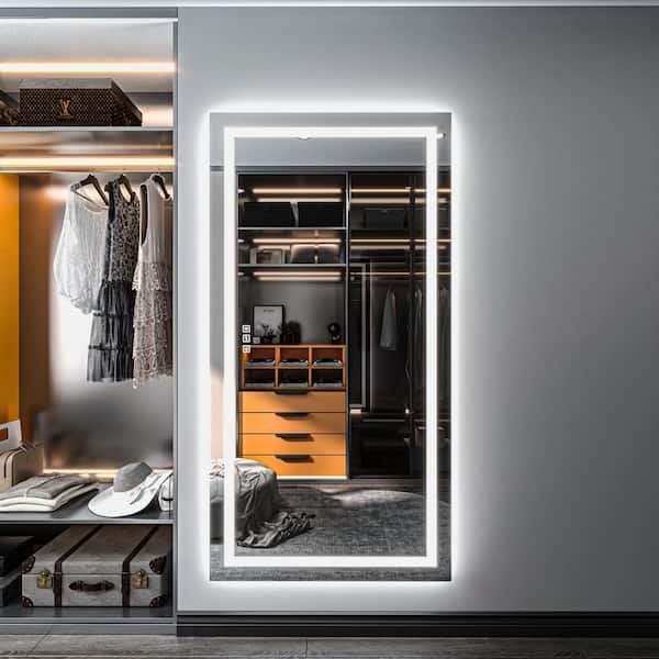 36 in. W x 72 in. H Wall-mounted Full-Length Mirror LED Light Dresser Mirror Full Body Mirror