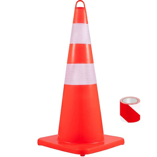 Safety Cones, PVC Orange Construction Cones, 10 PCS 28 in. Traffic Cones, 2 Reflective Collars Traffic Cones