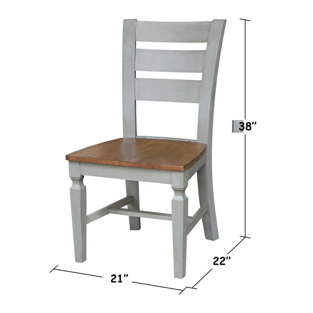 Vista Distressed Hickory and Stone High Ladderback Wood Chairs - Set of 2