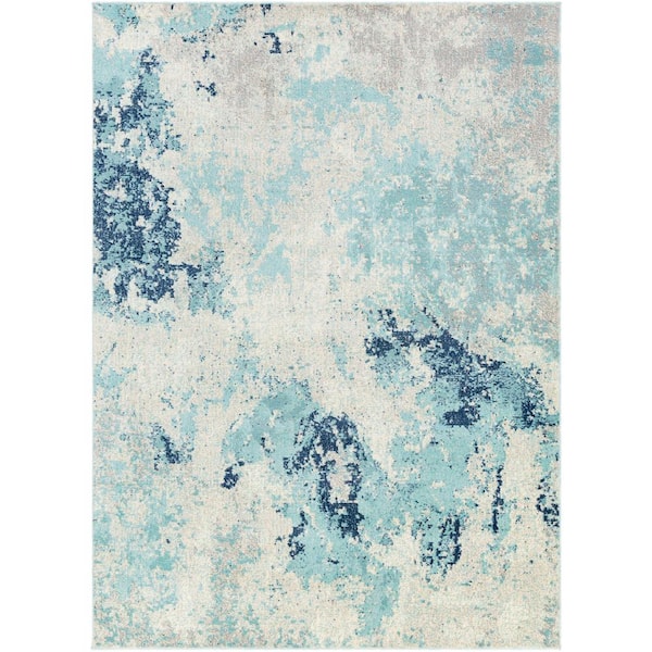 Livabliss Dune Aqua 5 ft. 3 in. x 7 ft. 3 in. Abstract Indoor/Outdoor Patio Area Rug