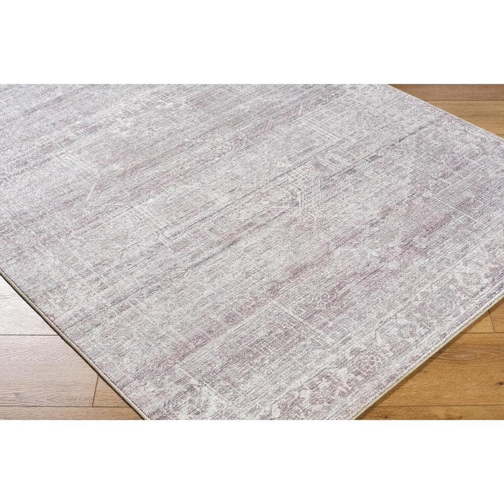Medium Gray and Ivory Synthetic Medallion Area Rug