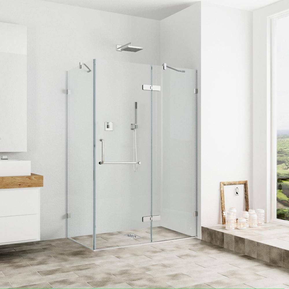 Monteray Frameless Clear Glass Shower Enclosure with Brushed Nickel Hardware