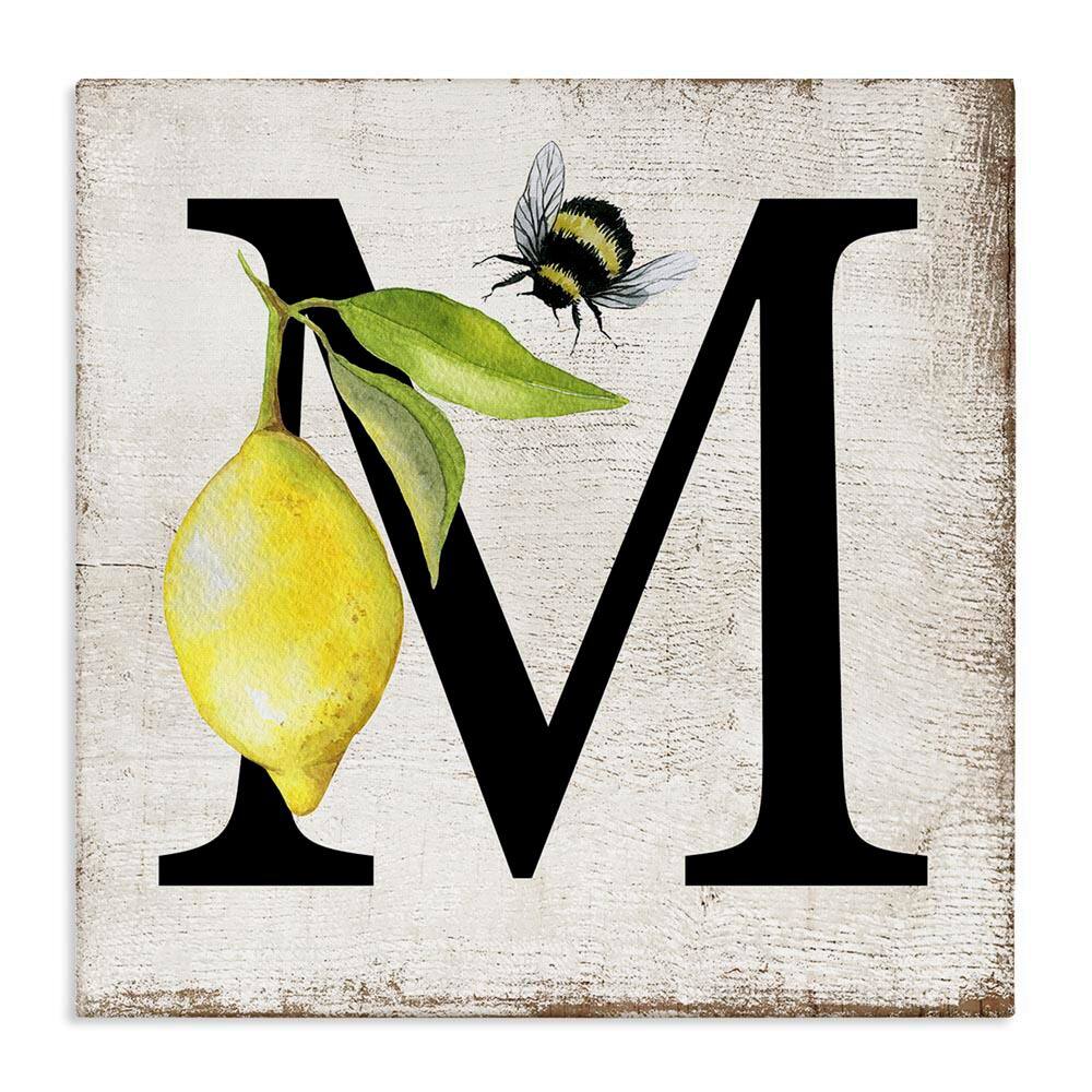 Lemon & Bee M Letter by Creatif Belle Unframed Animal Graphic Art Print 17 in. x 17 in. price history on PriceWatchPro