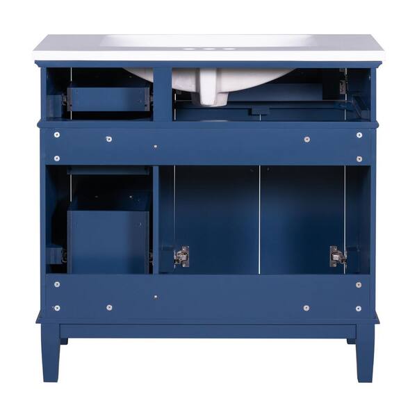 Ziyudura 36 in. Single Sink Freestanding Blue Bath Vanity