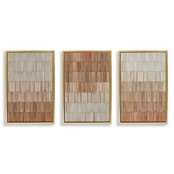 Tiled Terracotta Walls by Flora Kouta 3-Piece Gold Floater Frame Abstract Graphic Art Print 31 in. x 21 in.