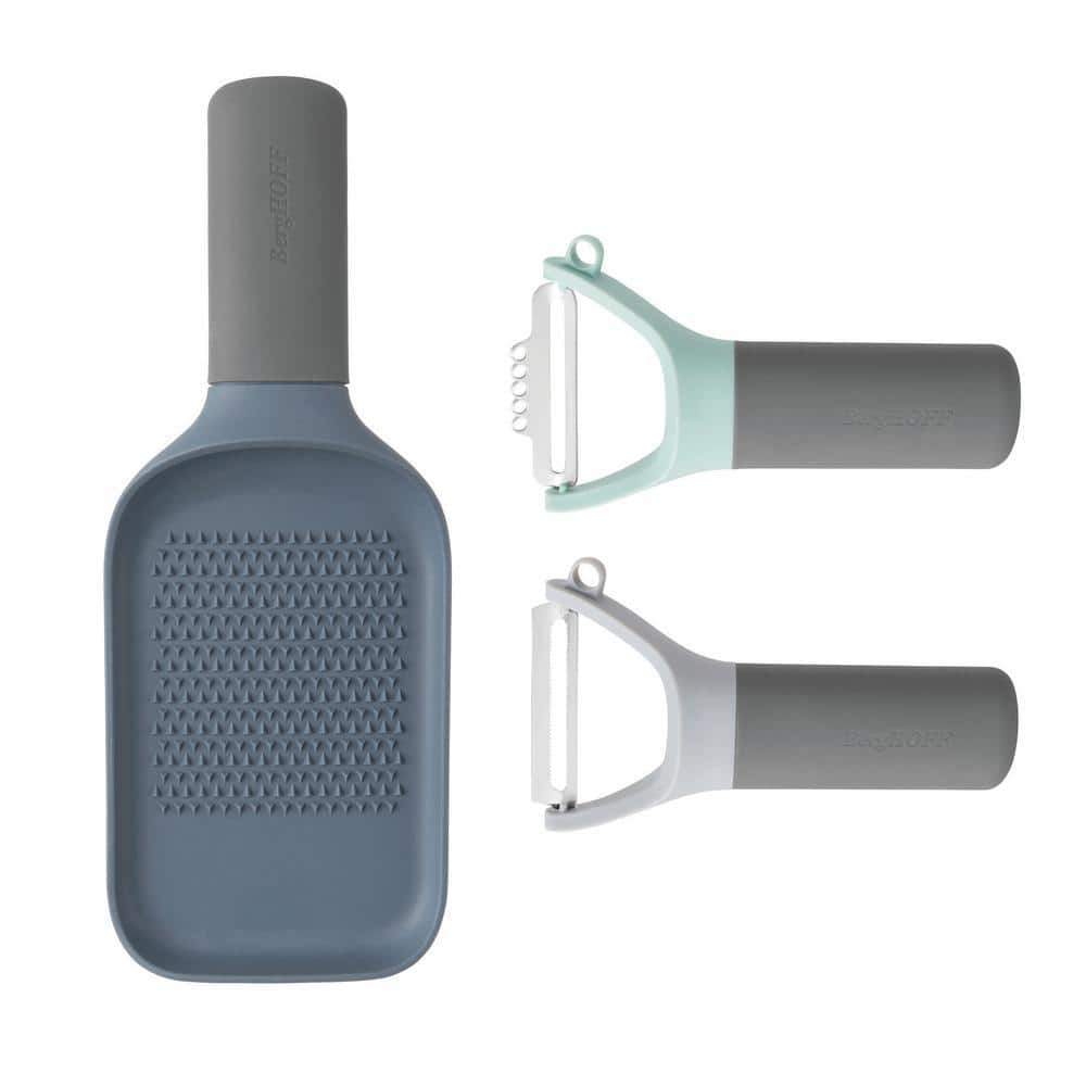 BergHOFF Leo Gray and Green 3-Piecec Tool Set: Peeler, Zester and