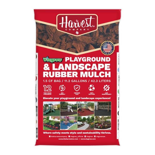 THE HARVEST COMPANY Viagrow 1.5 cu. ft. / 42.3 L Brown Rubber Mini-Nuggets Bagged Mulch for Landscape and Playground (1-Pack)