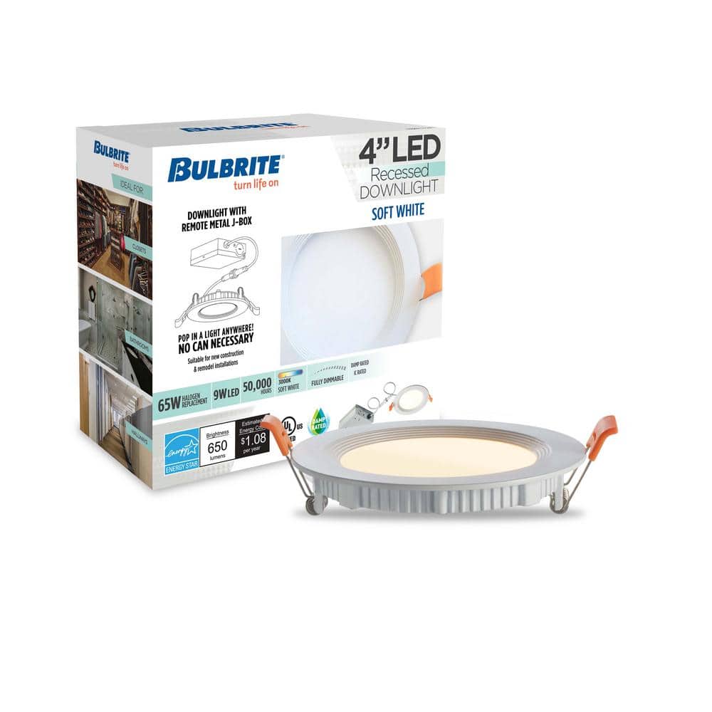 White Aluminum 4'' Dimmable LED Recessed Lighting Kit