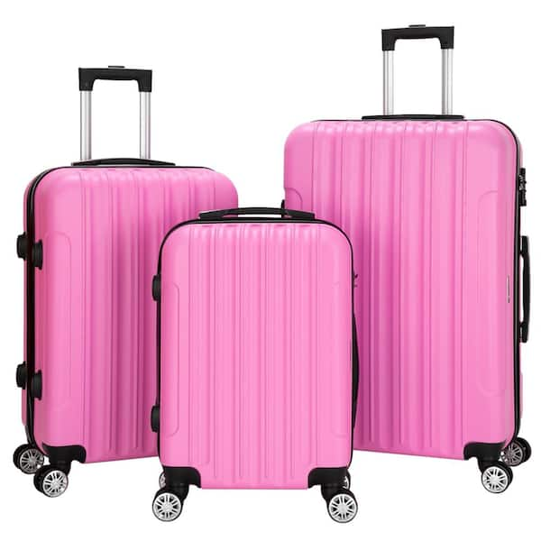 Karl home 3-Piece Pink Traveling Spinner Luggage Set 302992573785 - The  Home Depot