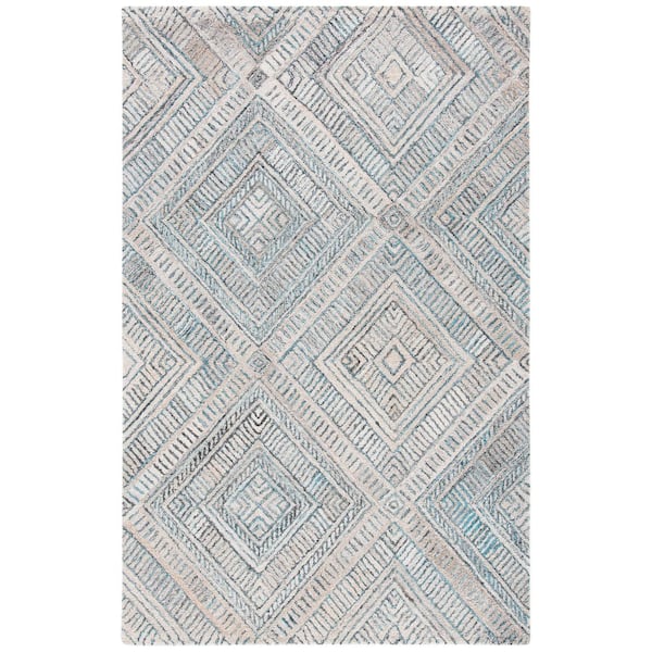SAFAVIEH Marquee Turquoise/Beige Doormat 3 ft. x 5 ft. Diamond Striped Area Rug