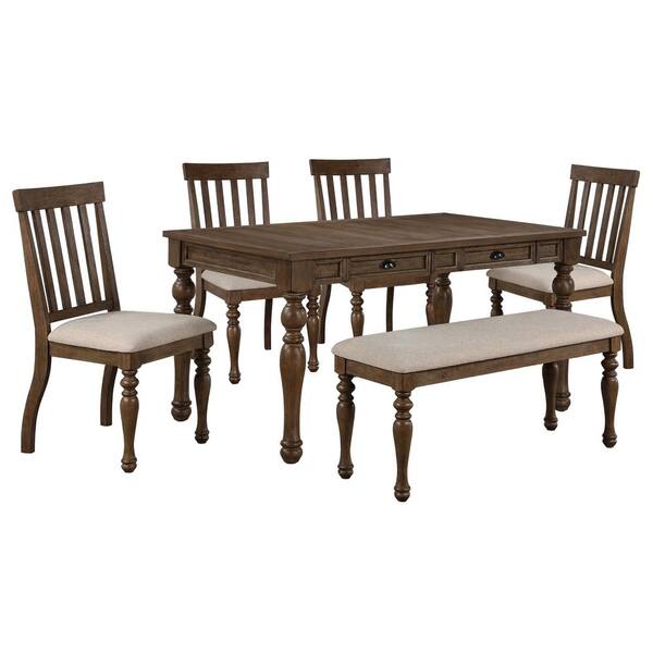 Steve Silver Joanna 6-Piece Brown Top Wood Dining Set with 4