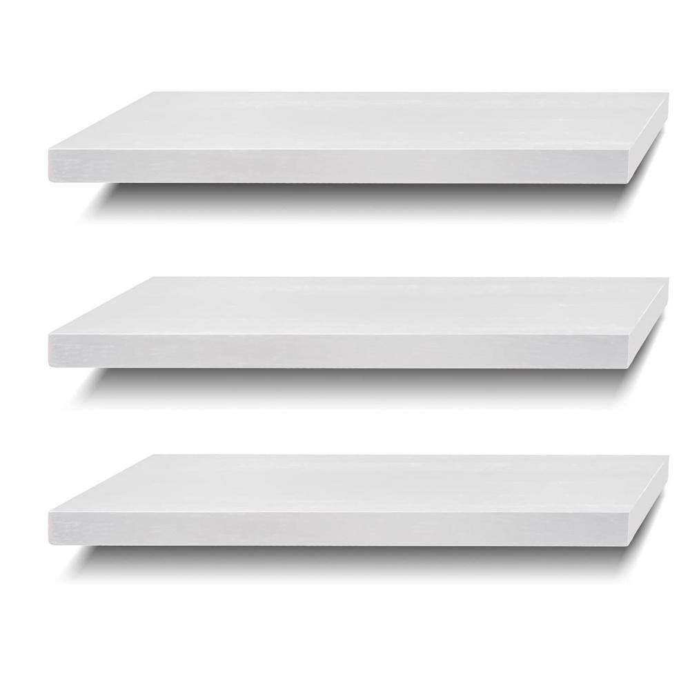 17 in. W x 6.7 in. D Wood Floating Decorative Wall Shelf Set of 3