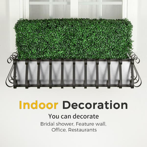 Wallstreet Artificial Boxwood Hedge Grass Wall Panel 24 Pieces 20''X20'' Faux Topiary Hedge Wall Private Screen Greenery Wall UV Protected