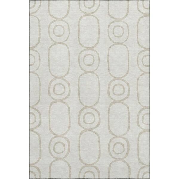 Mayfield Premium Machine Washable Abstract AMF2344 Ivory 10 ft. x 14 ft. Area Rug