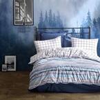 Off White Stripes Duvet Cover Set : Blue, Full Size Duvet Cover, 1 Duvet Cover, 1 Fitted Sheet and 2 Pillowcases