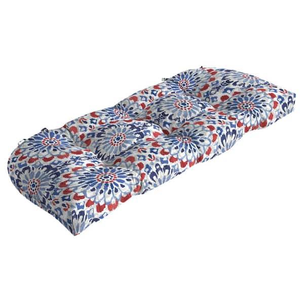 ARDEN SELECTIONS 41.5 in. x 18 in. Clark Blue Contoured Tufted Outdoor Bench Cushion