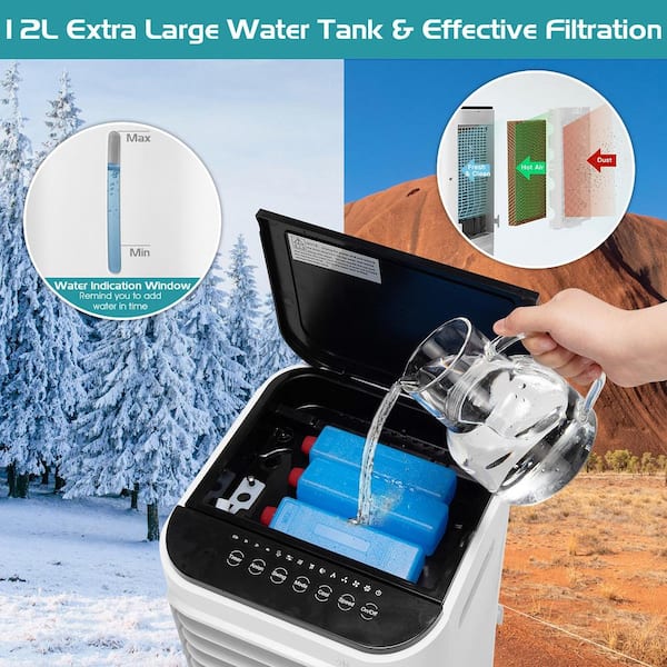 8,000 BTU Portable Air Conditioner Cools 250 Sq. Ft. with Ice Box and Remote Control in White