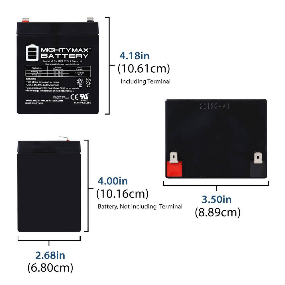 Mighty Max 12V 5Ah Sealed Lead Acid Battery