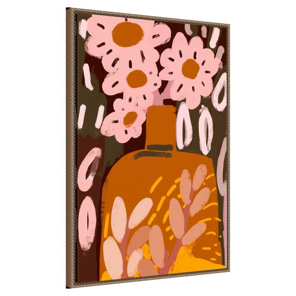 33"x23" Pastel Floral Abstract Canvas Print with Bronze Frame