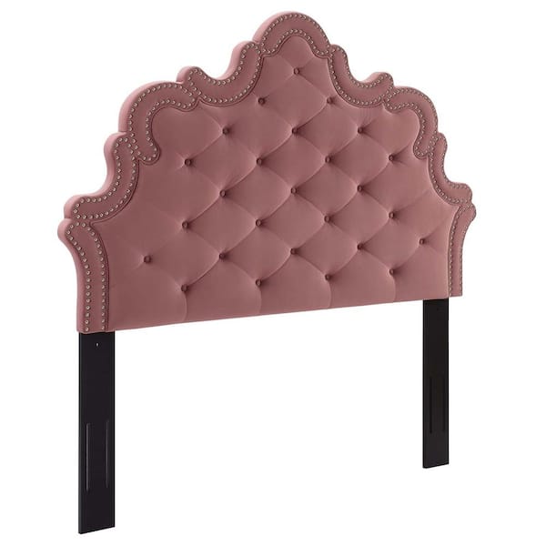 MODWAY Arabella Button-Tufted Performance Velvet Twin Headboard W45 in Dusty Rose