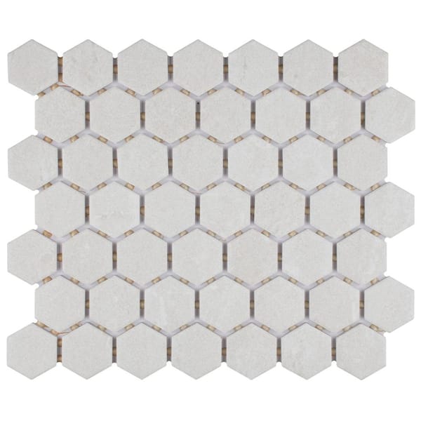 Merola Tile Liverpool Hex White 10-3/8 in. x 11-3/8 in. Ceramic Mosaic Tile (0.84 sq. ft./Each)