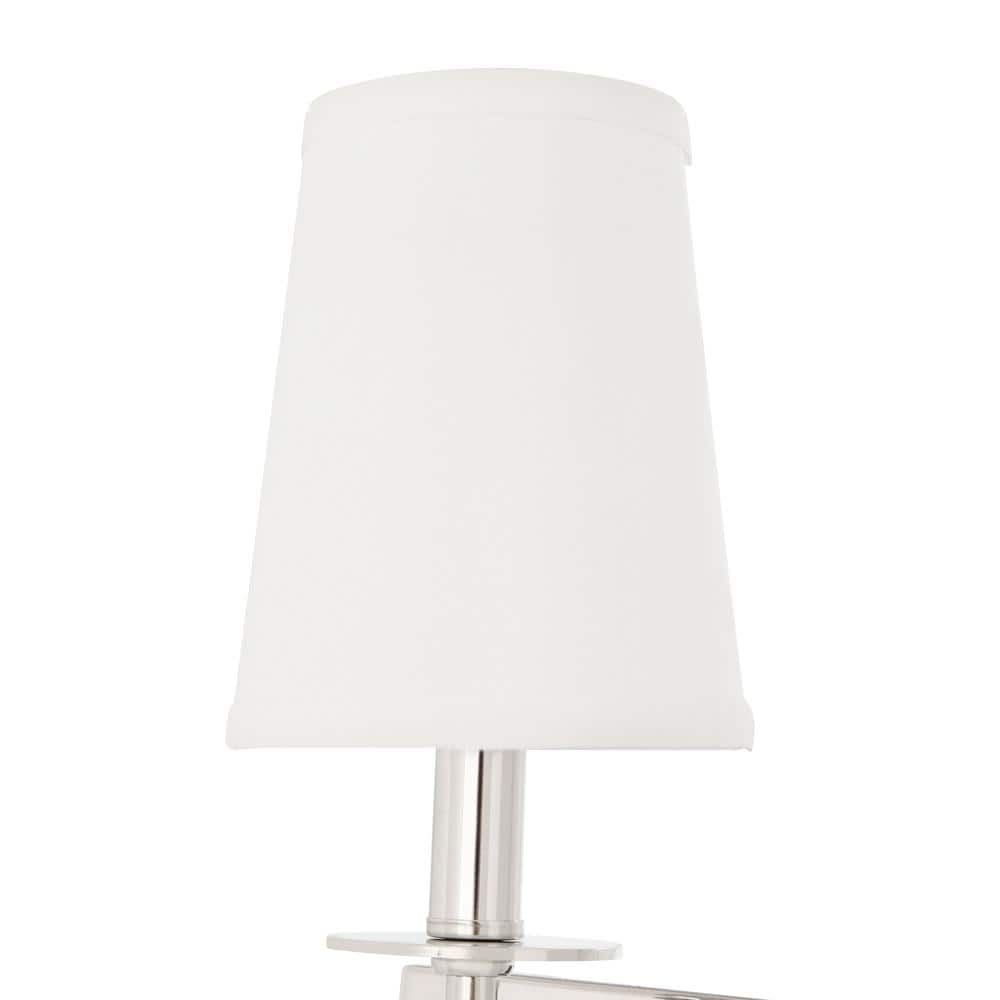 Transitional Style Polished Nickel 1-Light Wall Sconce with White Shade