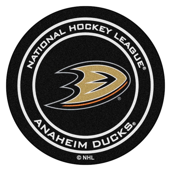 FANMATS Anaheim Ducks Black 27 in. Round Hockey Puck Mat