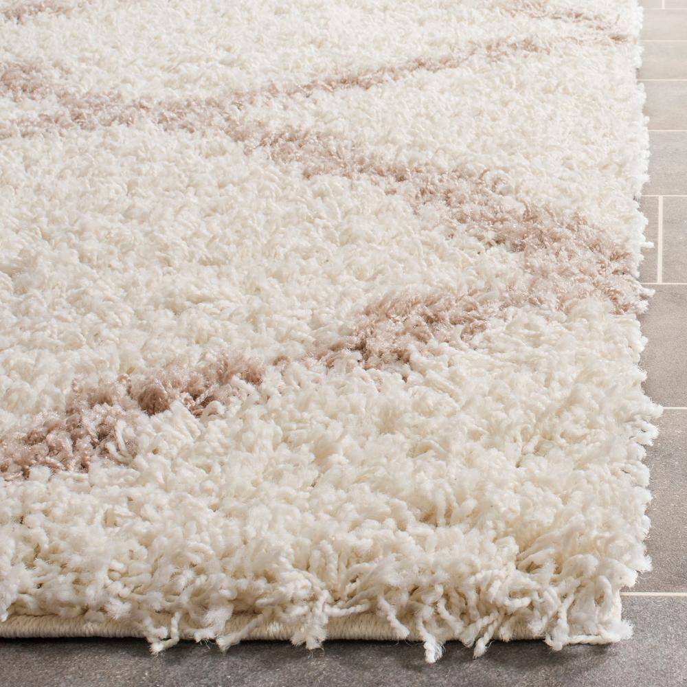 Ivory & Beige Luxe Shag 8' x 10' Hand-knotted Synthetic Rug