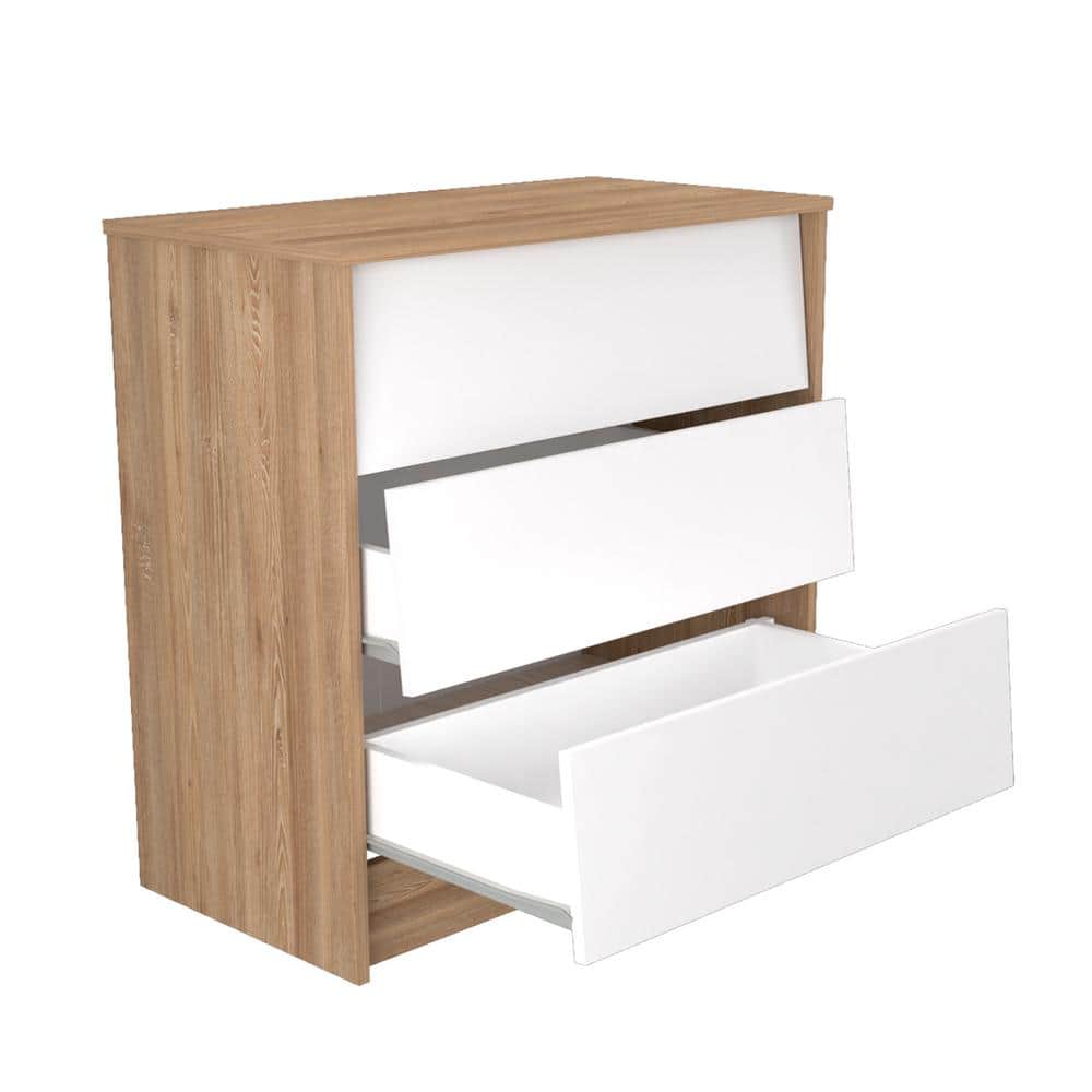 Amaretto Oak and White 3-Drawer Horizontal Dresser