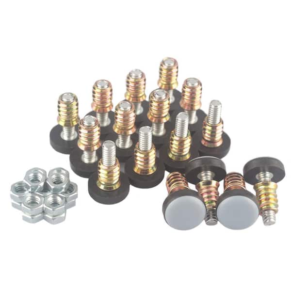 Angel Sar Furniture Leveler with Threaded Shank Adjust Pads, 20 mm Base 1/4-20 (16-Pack)
