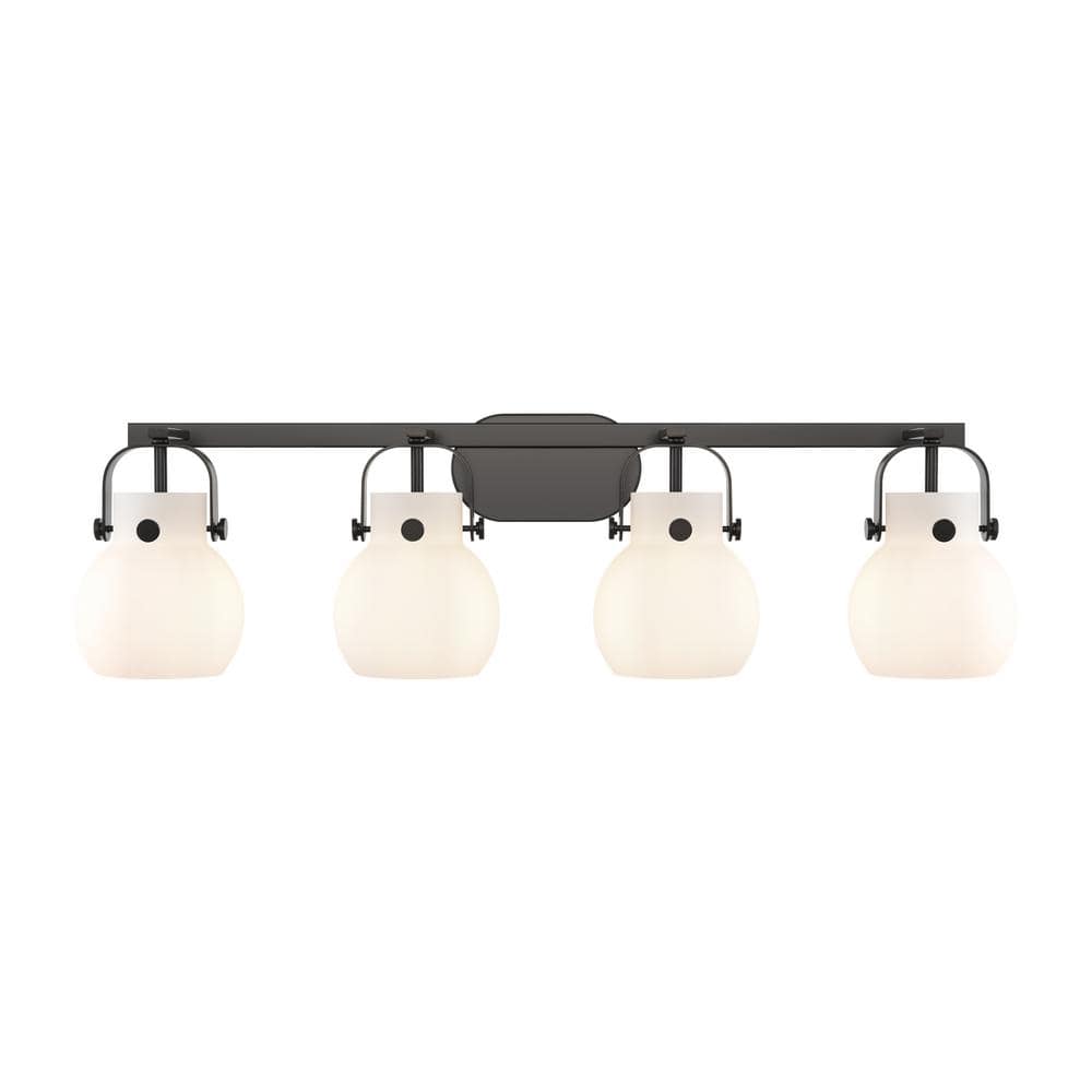 Pilaster II Sphere 36.5 in. 4-Light Matte Black Vanity Light with Glass Shade price history on PriceWatchPro