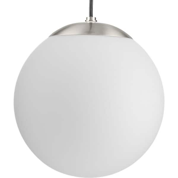 Progress Lighting Atwell Collection Brushed Nickel and Opal Glass Globe Medium Hanging Pendant Light