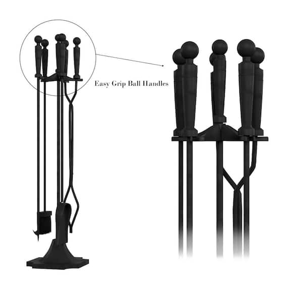 Lavish Home 5-Piece Wrought Iron Fireplace Tool Set with Stand
