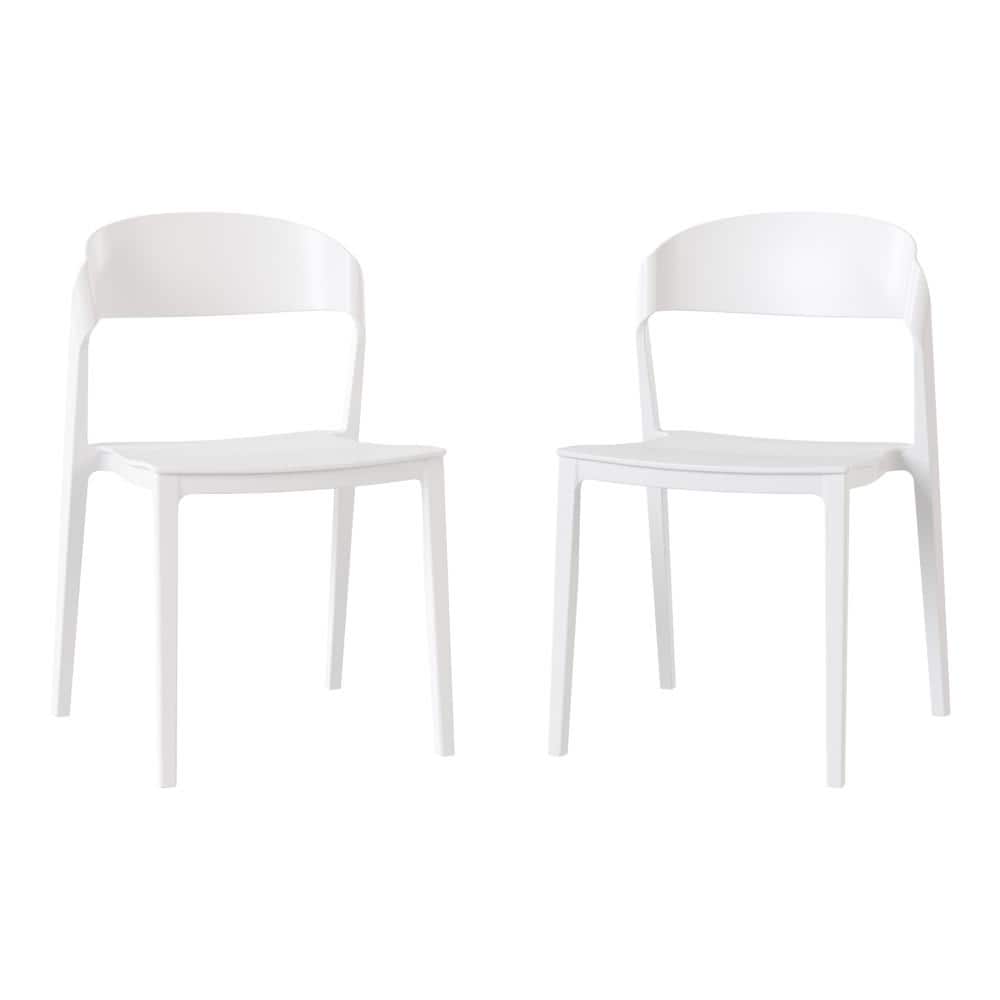 Frond and Form Outdoor Patio Modern Poly Plastic Stackable Dining Side Chair (Set of 2), White price history on PriceWatchPro